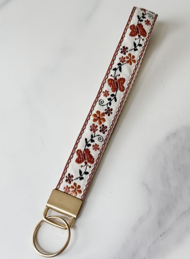 TCOMVEZ Cute Keychain Wristlet Boho Lace Key Chains for Women Wrist Lanyard for Car Key ID Badges (Butterfly Flower) - Image 2